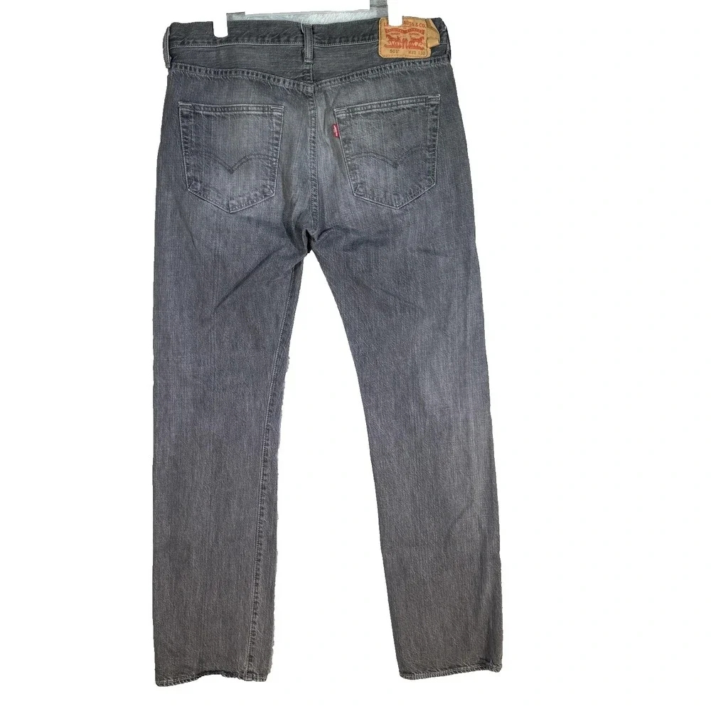 Levis 501 Jeans Mens 33x32 Gray Button Fly Original Fit Straight Leg Button Fly